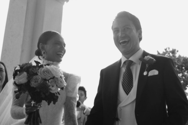 Photo of Lovi Poe and Monty Blencowe from their wedding in England on Sunday, August 27.