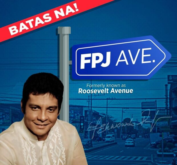 he Light Rail Transit-1 (LRT-1) station in Quezon City currently known as Roosevelt will be renamed FPJ station on August 20, the birth anniversary of the late Fernando Poe Jr.