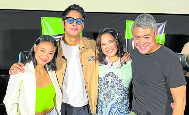Hannah Pangilinan (left), the film’s creative producer, with Donny, mom Maricel and dad Anthony —ALLAN DIONES
