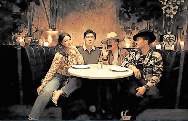 KC Concepcion (left) with Paolo Montalban, Dante Basco andKevin Kreider in “Asian Persuasion”