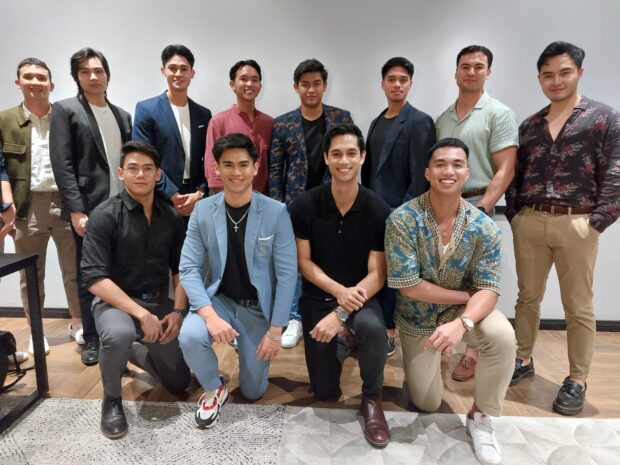 Former Manhunt International Philippines Daumier Corillla (front, second from right) and top model Aaron Davis (standing, third from left) are among the Mister Pilipinas Worldwide aspirants./ARMIN P. ADINA