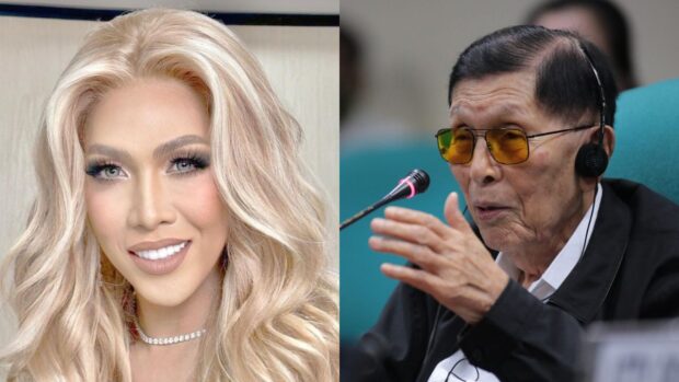 TV host and comedian Vice Ganda (L) and Chief Presidential Legal Counsel Juan Ponce Enrile 
