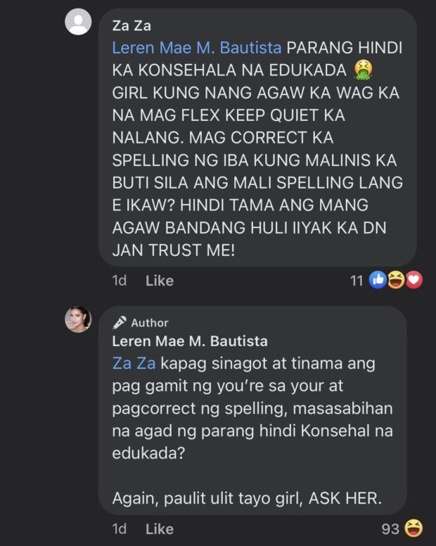 Image: Screengrab from Facebook/Leren Mae M. Bautista
