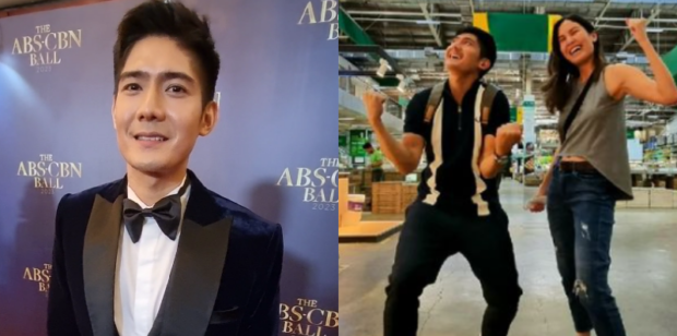 (From left) Robi Domingo at the ABS-CBN Ball, and Robi Domingo with his fiancée, Maiqui Pineda