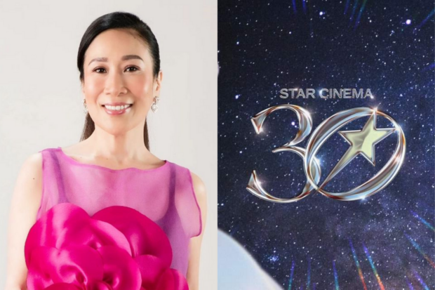 (From left) Annette Gozon-Valdes, Star Cinema's logo. Image: Instagram/@annettegozonvaldes, Facebook/ABS-CBN Film Productions