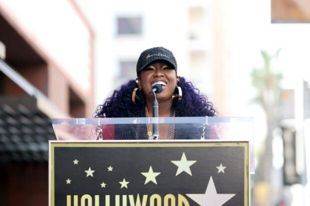 LOS ANGELES, CALIFORNIA - NOVEMBER 08: Missy Elliott speaks onstage during her Hollywood Walk of Fame Star Ceremony at Hollywood Walk of Fame on November 08, 2021 in Los Angeles, California. Emma McIntyre/Getty Images/AFP (Photo by Emma McIntyre / GETTY IMAGES NORTH AMERICA / Getty Images via AFP)