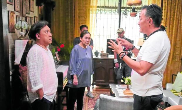 Director FM Reyes (right) gives instructions to Paulate and Soriano —’IN HIS MOTHER’S EYES’/ INSTAGRAM