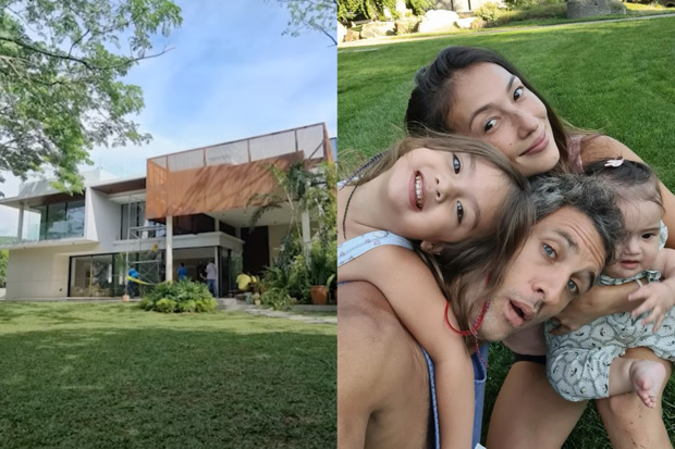 Separate photos showing Solenn Heussaff, her husband Nico Bolzico and their children Thylane and Maëlys and their new home.
