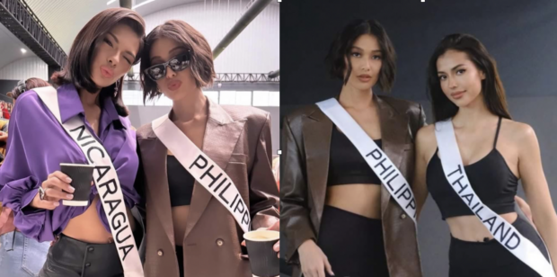 Miss Universe Philippines Michelle Marquez Dee (left) and 2019 Miss Supranational Anntonia Porsild from Thailand/MICHELLE DEE FACEBOOK PHOTO The Philippines’ Michelle Marquez Dee (right) and fellow Miss World alumna Sheynnis Palacios from Nicaragua/PAGEANTS NEWS X PHOTO