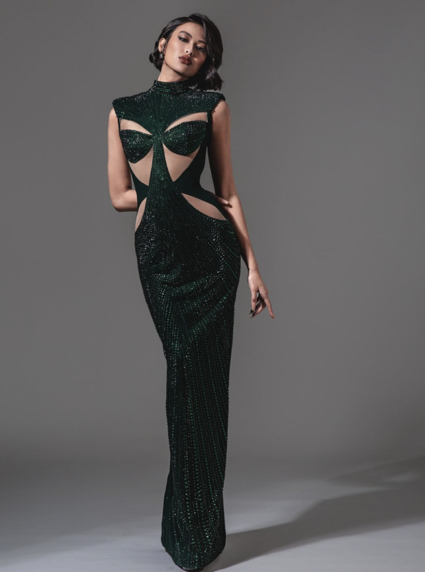 Michelle Dee in an emerald green cutout gown by Mark Bumgarner. Image from Instagram