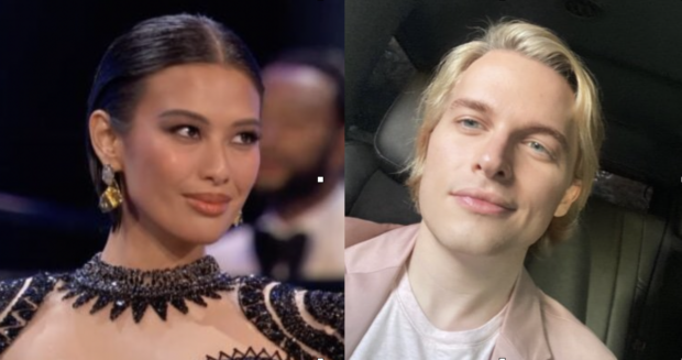 Michelle Dee (left) and Ronan Farrow (right). Image from Miss Universe YT, Farrow's X account