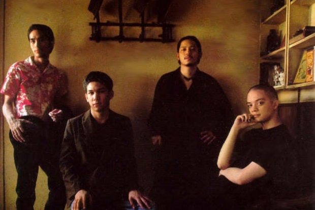 The original line-up of Rivermaya, pictured above from left: Rico Blanco, Marc Escueta, Nathan Azarcon, and Bamboo Manalac (not in photo: Perfecto de Castro). Photo from www.reocities.com