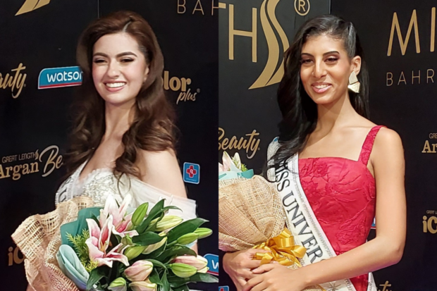 (From left) Miss Universe Bahrain Lujane Yacoub, Miss Universe Egypt Mohra Tantawy.