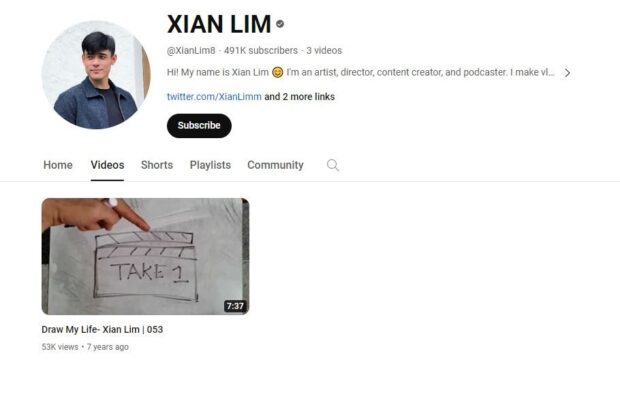 Xian Lim YouTube channel