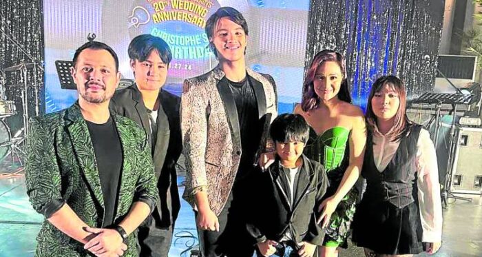 Gladys Reyes’ advice to son Christophe about joining show bizChristopher Roxas (left) and Gladys Reyes (fifth from left) with their kids Grant, Christophe, Gavin and Aquisha