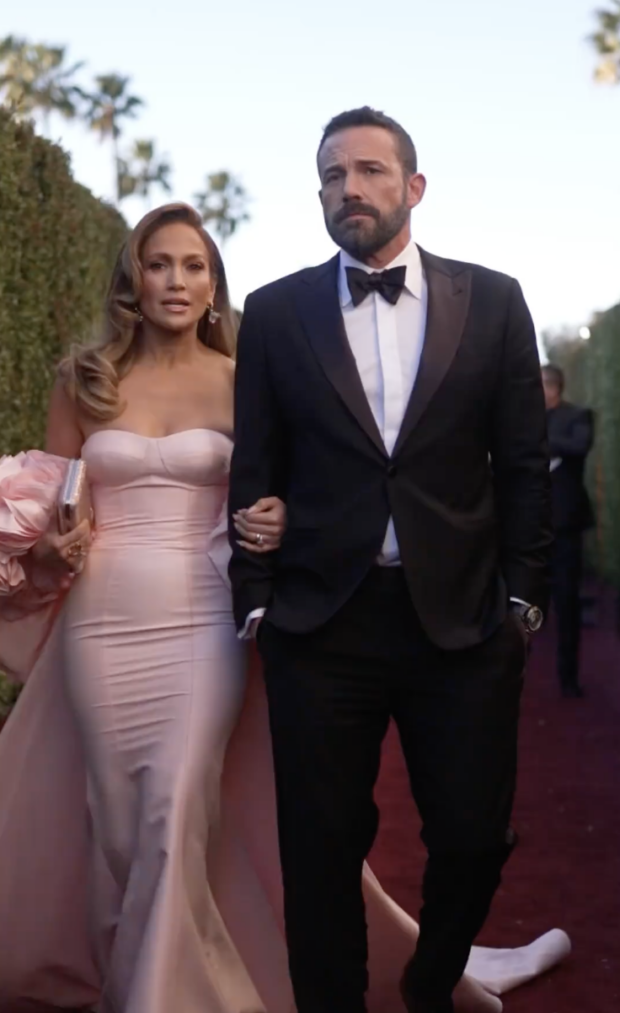 Jennifer Lopez and husband Ben Affleck at the 81st Golden Globes. Image from Instagram / @goldenglobes