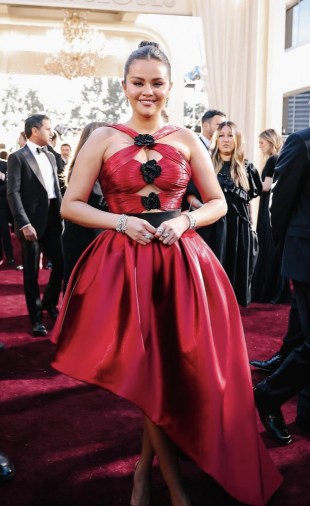 Selena Gomez at the 81st Golden Globes. Instagram / @goldenglobes