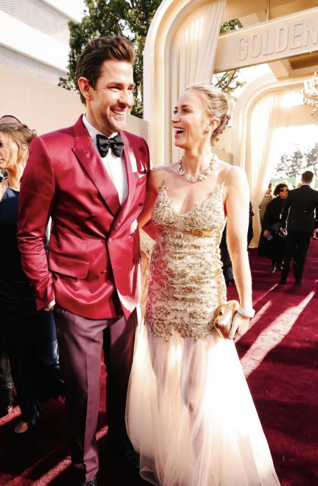 John Krasinski and Emily Blunt at the 2024 Golden Globes. Instagram / @goldenglobes