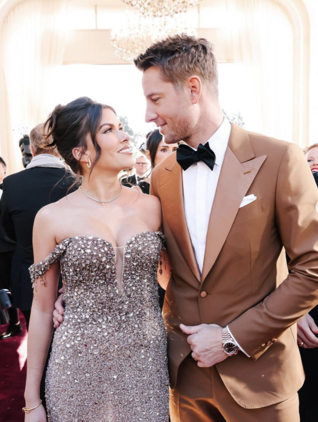 Justin Hartley and Sofia Pernas at the 2024 Golden Globes. Image from Instagram / @goldenglobes