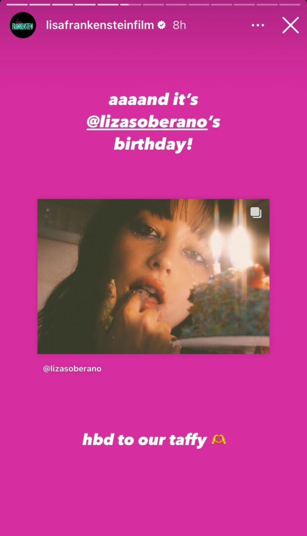 Lisa Frankenstein's official Instagram account birthday greeting to Liza Soberano | Image: @lisafrankensteinfilm IG