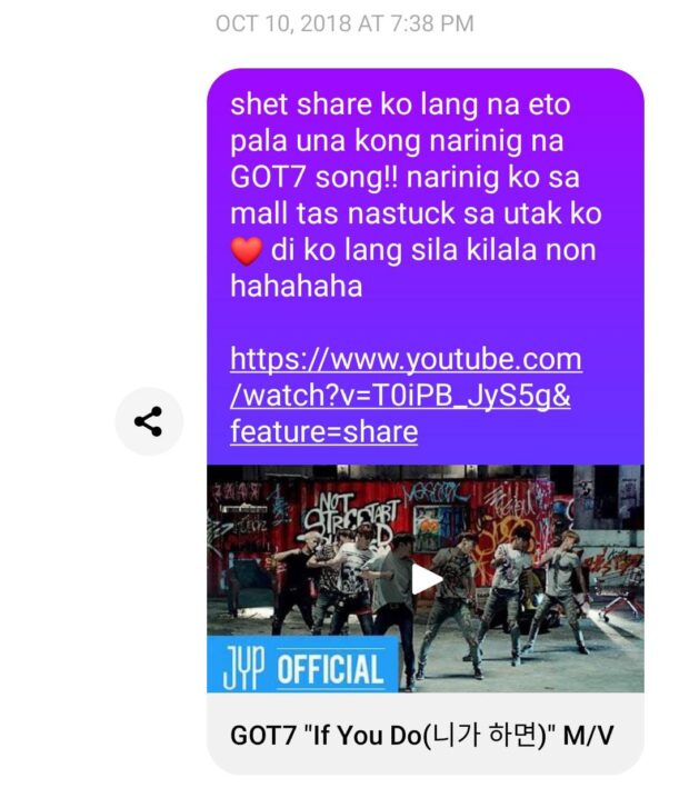 My message to my friend when I realized I already knew GOT7 way before