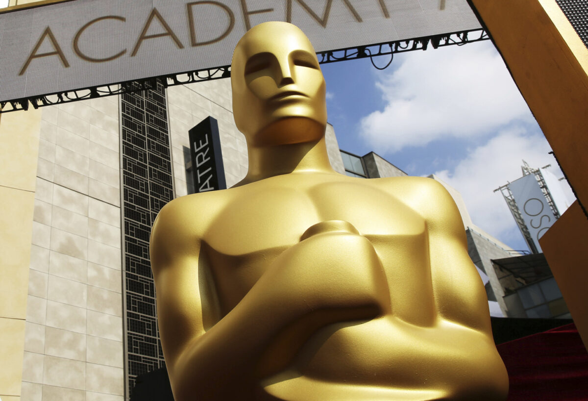 FILE - An Oscar statue appears outside the Dolby Theatre for the 87th Academy Awards in Los Angeles on Feb. 21, 2015. (Photo by Matt Sayles/Invision/AP, File)