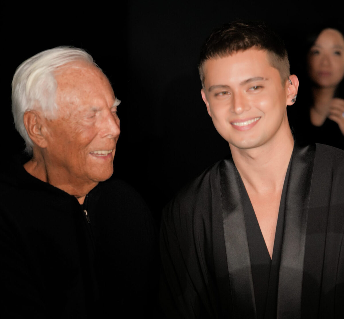 James Reid (right) with legendary fashion designer Giorgio Armani at the Emporio Armani show