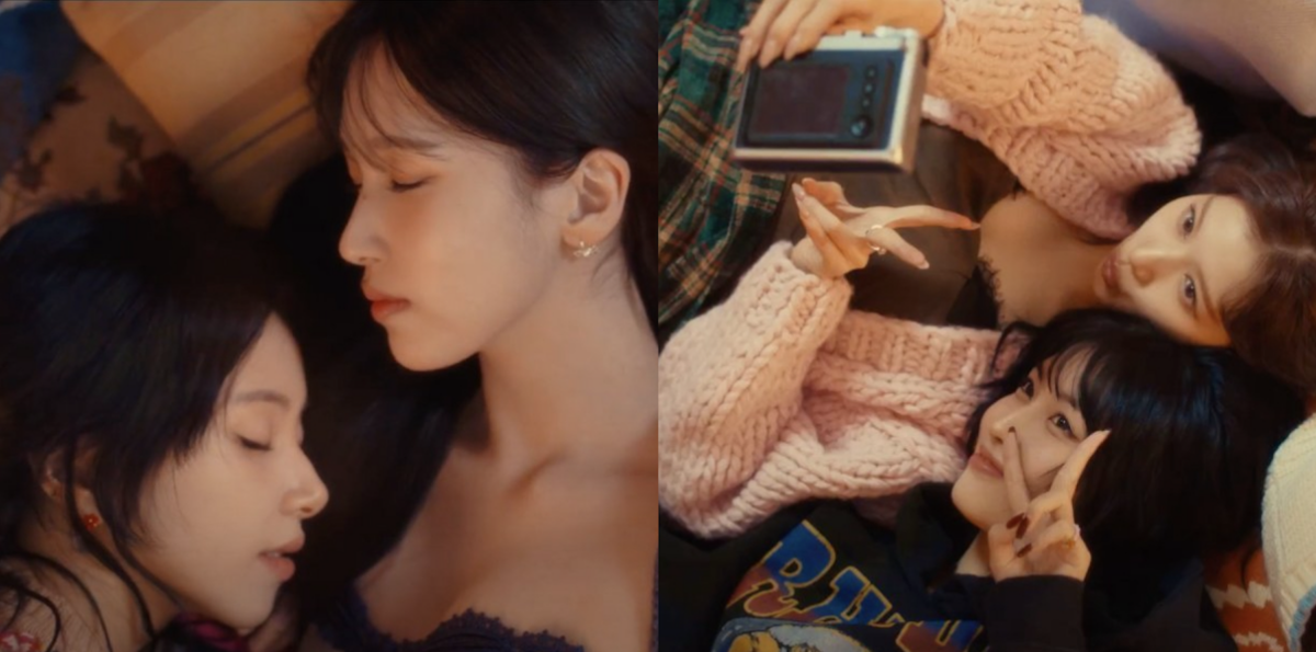 K-pop girl group TWICE members Chaeyoung, Mina, Sana, and Momo in the music video of "I GOT YOU" | Images: YouTube/JYP Entertainment