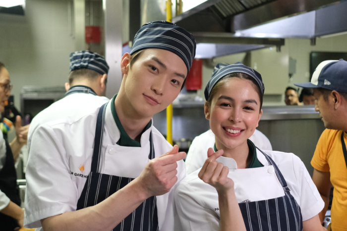 (From left) Lee Sang-heon and Julia Barretto are all praises for each other's professionalism and camaraderie on the set of "Secret Ingredient." Image: Courtesy of Viu Philippines