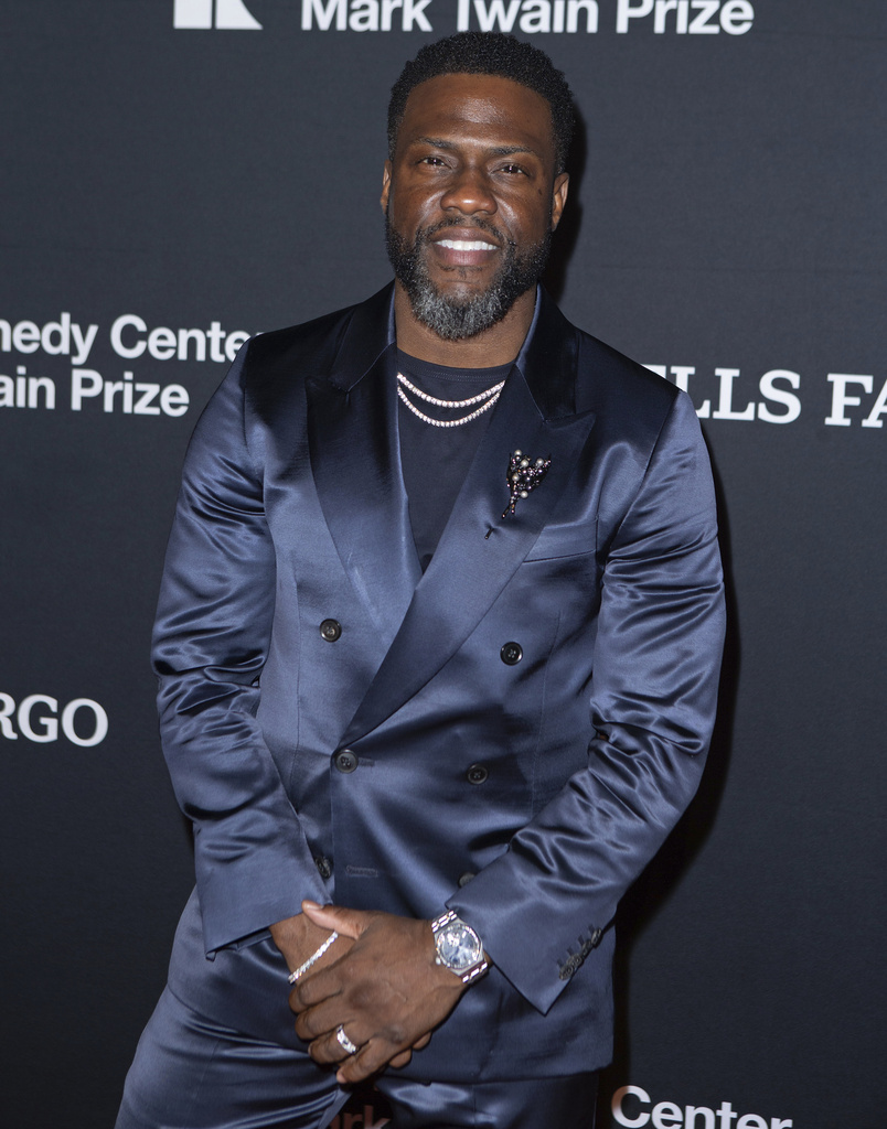 Kevin Hart joins elite group with Mark Twain Prize for American humor | Kevin Hart attends the Kennedy Center for the Performing Arts 25th Annual Mark Twain Prize for American Humor, which is being presented to him on Sunday, March 24, 2024, in Washington. (Photo by Owen Sweeney/Invision/AP)