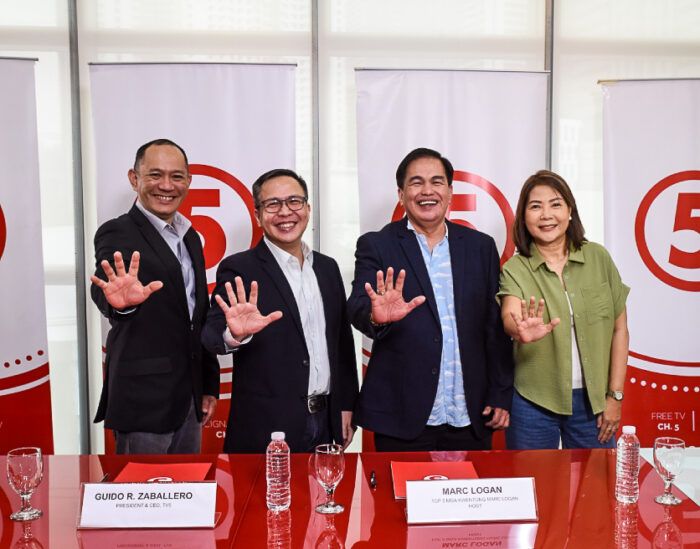 Marc Logan inks contract with TV5 after 28-year service with ABS-CBN | Marc Logan (3rd from left) joined TV5 and is set to headline his new show with the network. Image: Courtesy of TV5