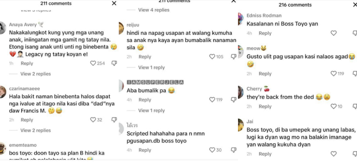 Screenshot of netizen's comments