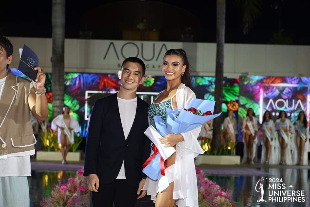 Stacey Gabriel wins big in Miss Universe Philippines 2024 Boracay event | Stacey Gabriel (right) with Aqua Boracay Marketing Manager Christopher Co/MISS UNIVERSE PHILIPPINES FACEBOOK PHOTO
