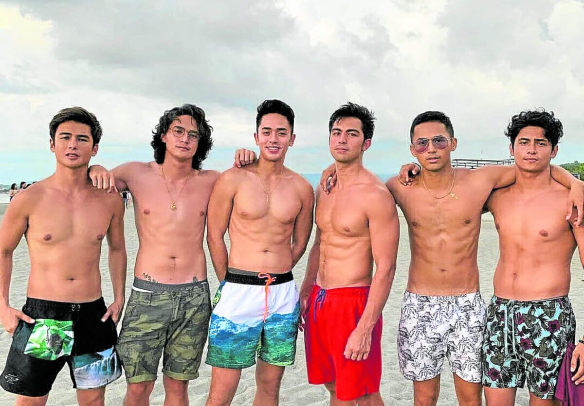 Licauco (third from left) with “G! LU”costars Teejay Marquez, Ruru Madrid,
Derek Monasterio, Enzo Pineda and Kiko
Estrada 