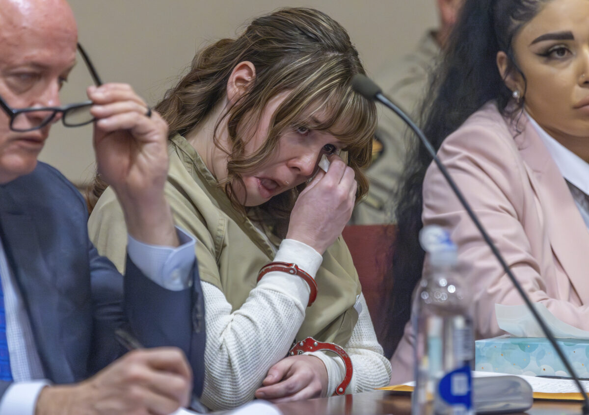 Hannah Gutierrez-Reed wipes her tears at her sentencing 