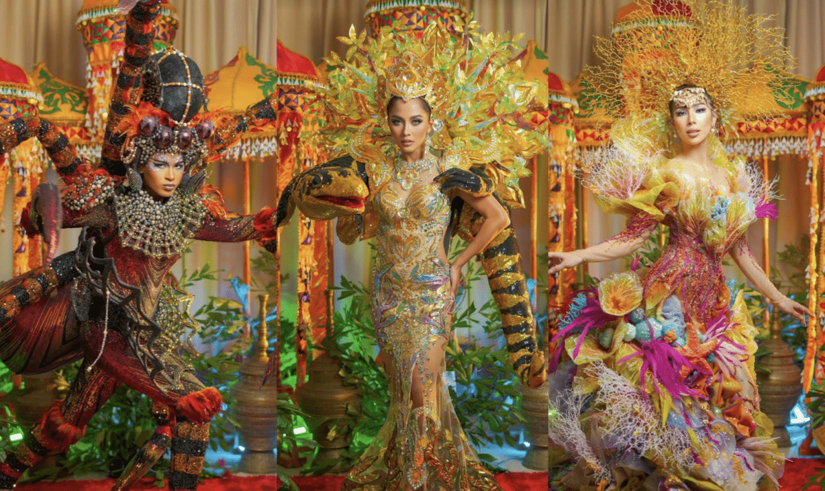 Miss Universe Philippines 2024 costume competition zooms in on local flora, fauna | Miss Universe Philippines bet from Iloilo (Alexie Brooks), Southern Florida (Jet Hammond) and Tacloban (Tamra Ocier). Images from MISS UNIVERSE PHILIPPINES FACEBOOK PHOTOS