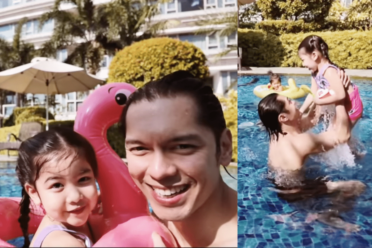 LOOK: Carlo Aquino bonds with daughter Mithi in swim date. Images: Screengrab from Instagram/@jose_liwanag