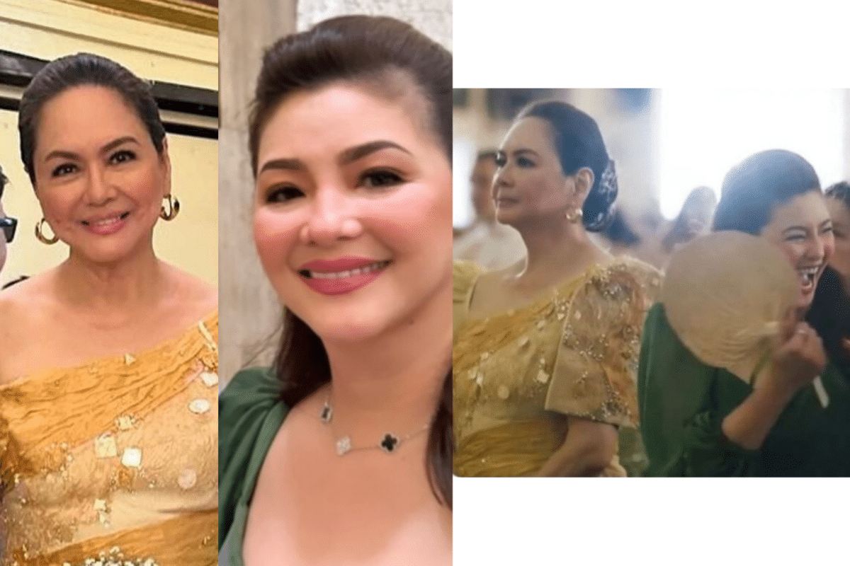 Charo Santos pokes fun at meme with Regine Velasquez during Angeline Quinto's wedding. Images: Instagram/@charosantos,@victoria_belo