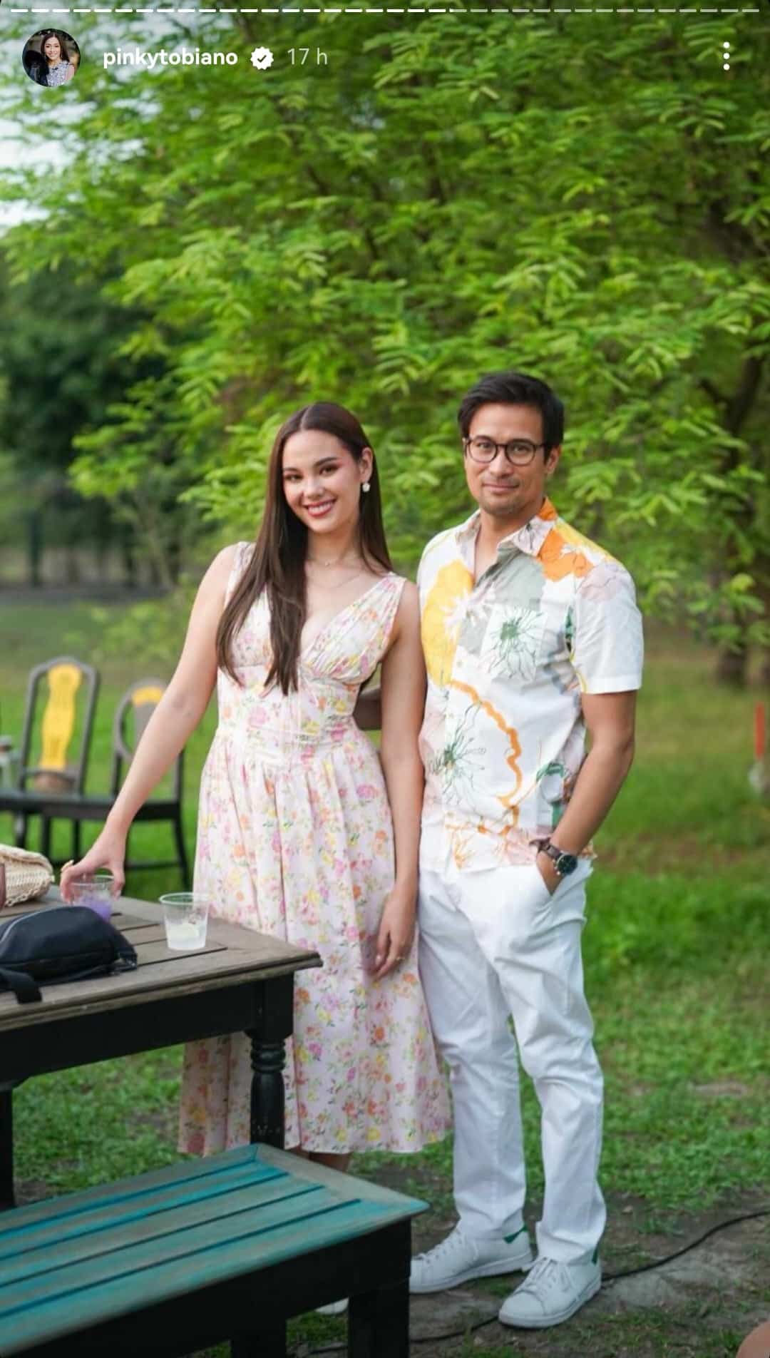 (From left) Catriona Gray and Sam Milby.  Image: Screenshot from Instagram/@pinkytobiano