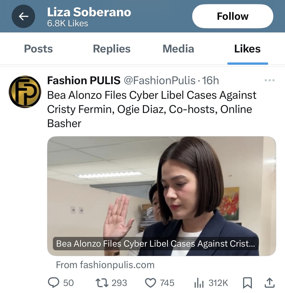 Liza Soberano hits like, reposts report on Bea Alonzo’s cyberlibel case filing