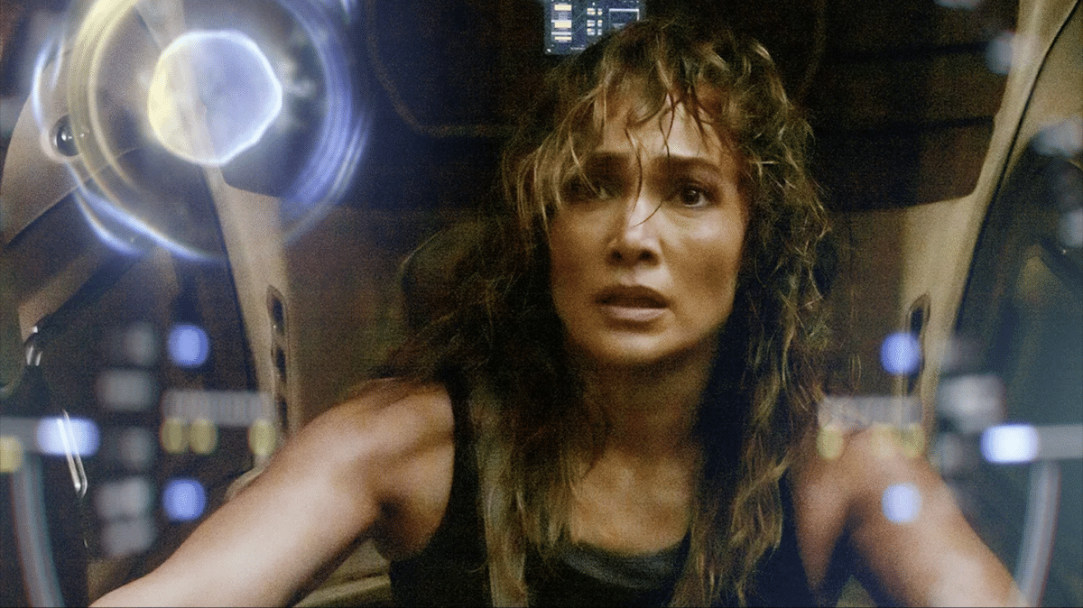 Jennifer Lopez in a scene from Atlas. Image: Courtesy of Netflix