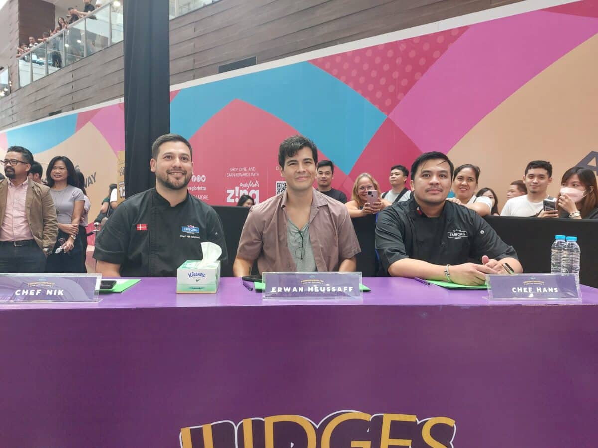 "Cheesarap Cook-Off Challenge" judges (from left) Chef Nik Michael Imran, Erwan Heussaf, and Chef Hans Madlos. Image: Armin P. Adina/INQUIRER.net