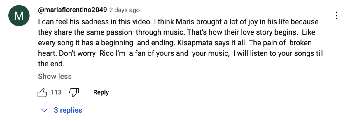 Image: Rico Brando/YouTube comment section