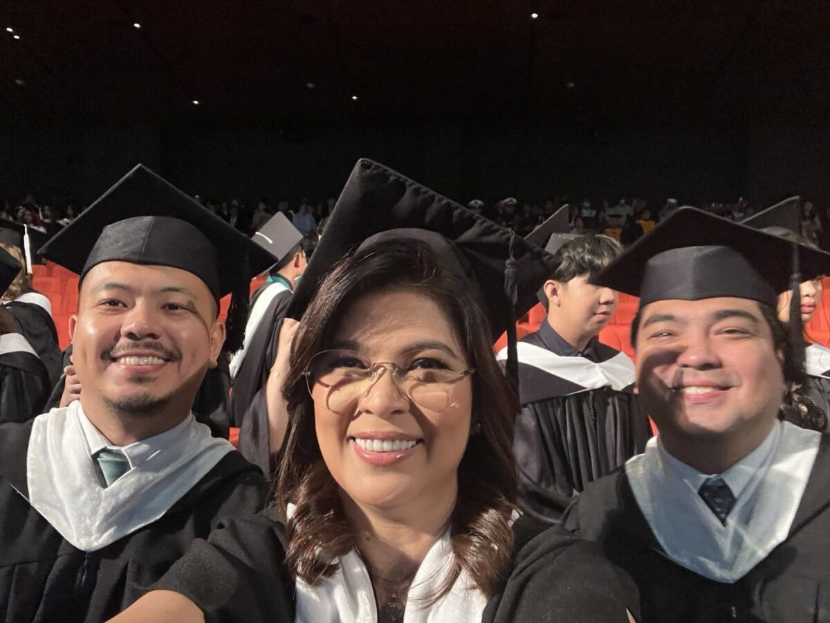 Lani Mercado, sons Jolo and Bryan Revilla complete master's degree