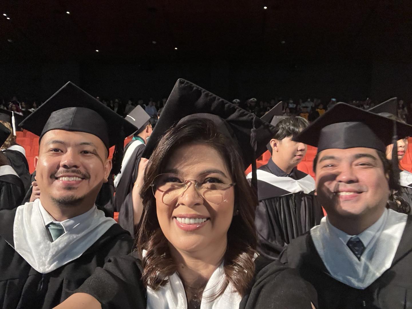 Lani Mercado, sons Jolo and Bryan Revilla complete master’s degree