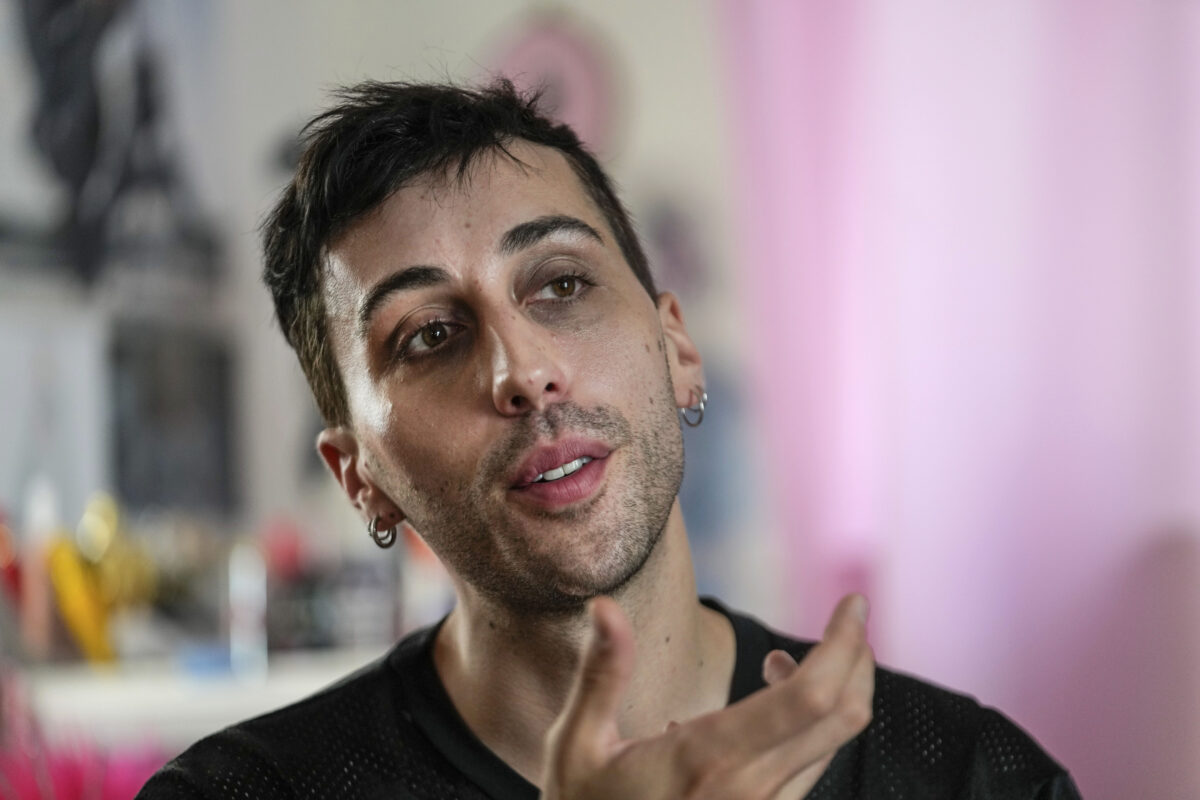 Hugo Bardin who performs as the drag queen Paloma speaks, during an interview with The Associated Press in Paris, France, Wednesday, July 31, 2024. Image: AP/Michel Euler