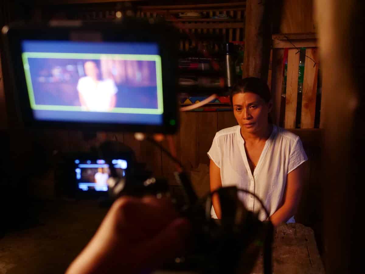 Mylene Dizon while filming "The Hearing." Image: Courtesy of the Cultural Center of the Philippines