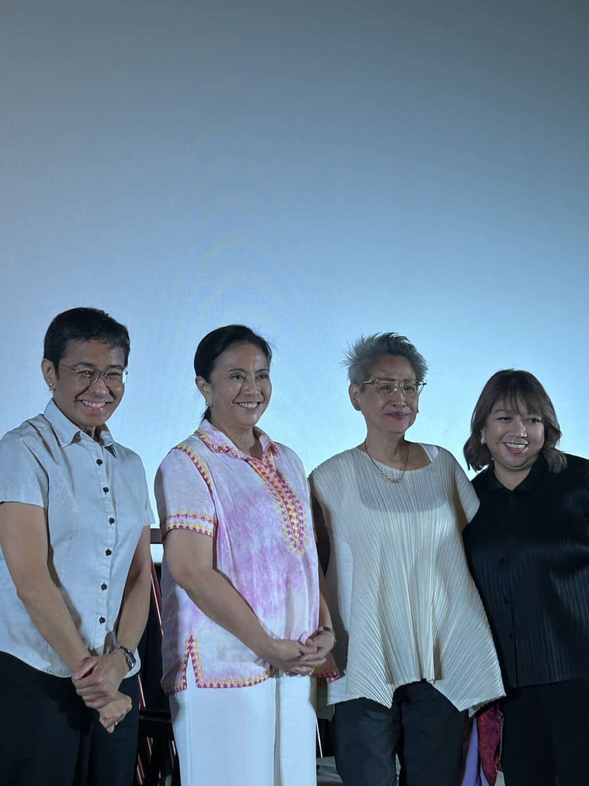 (From left) Rappler CEO Maria Ressa, former vice president Leni Robredo, Marian Pastor Roces, and Ramona Diaz. Image: Hannah Mallorca/INQUIRER.net