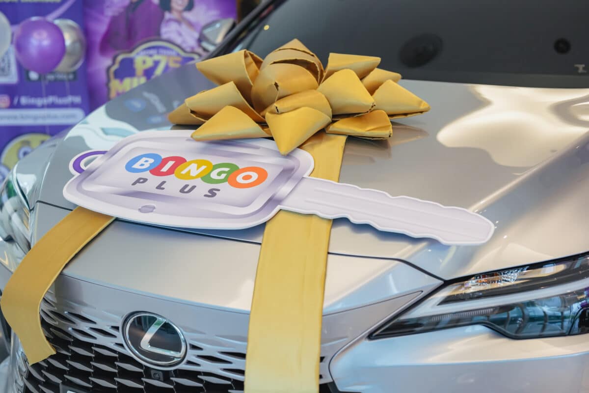 Shot of the Lexus grand prize with the BingoPlus key and bow on top.