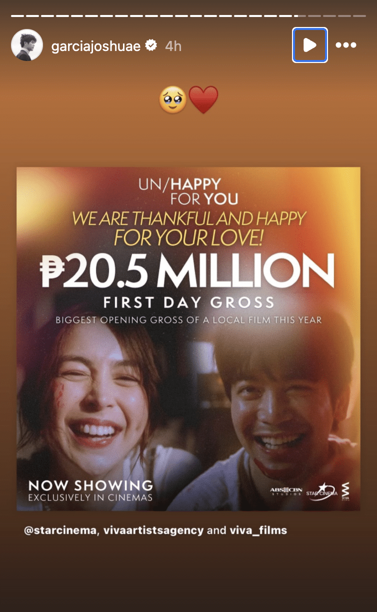 Julia Barretto, Joshua Garcia's 'Un/Happy For You' opens with over P20 million